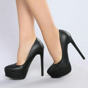 Black Leather Heels